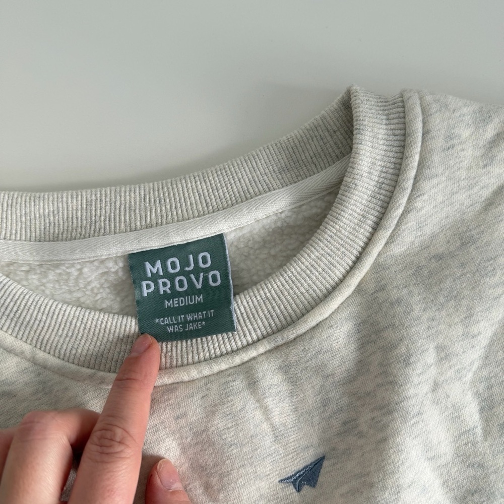 Mojo Provo Plush Embroidered Crewneck Sweatshirt Heather Gray Size M - Picture 6 of 10